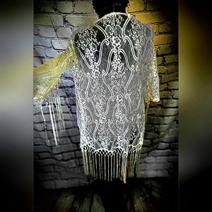 🤍White, lace, tastled cover up🤍